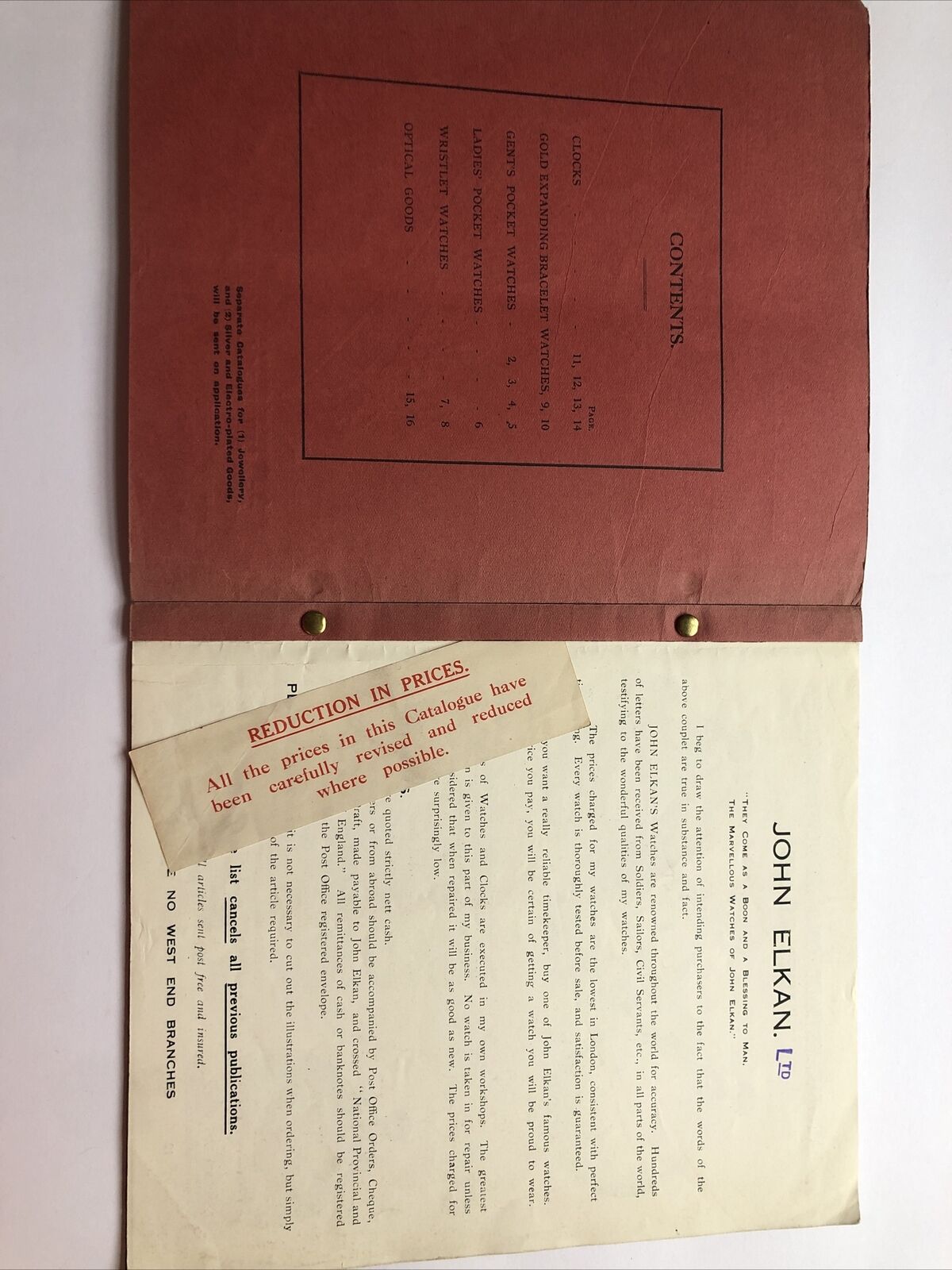 Vintage John Elkan Watch Catalog Brochure England Early 1900s