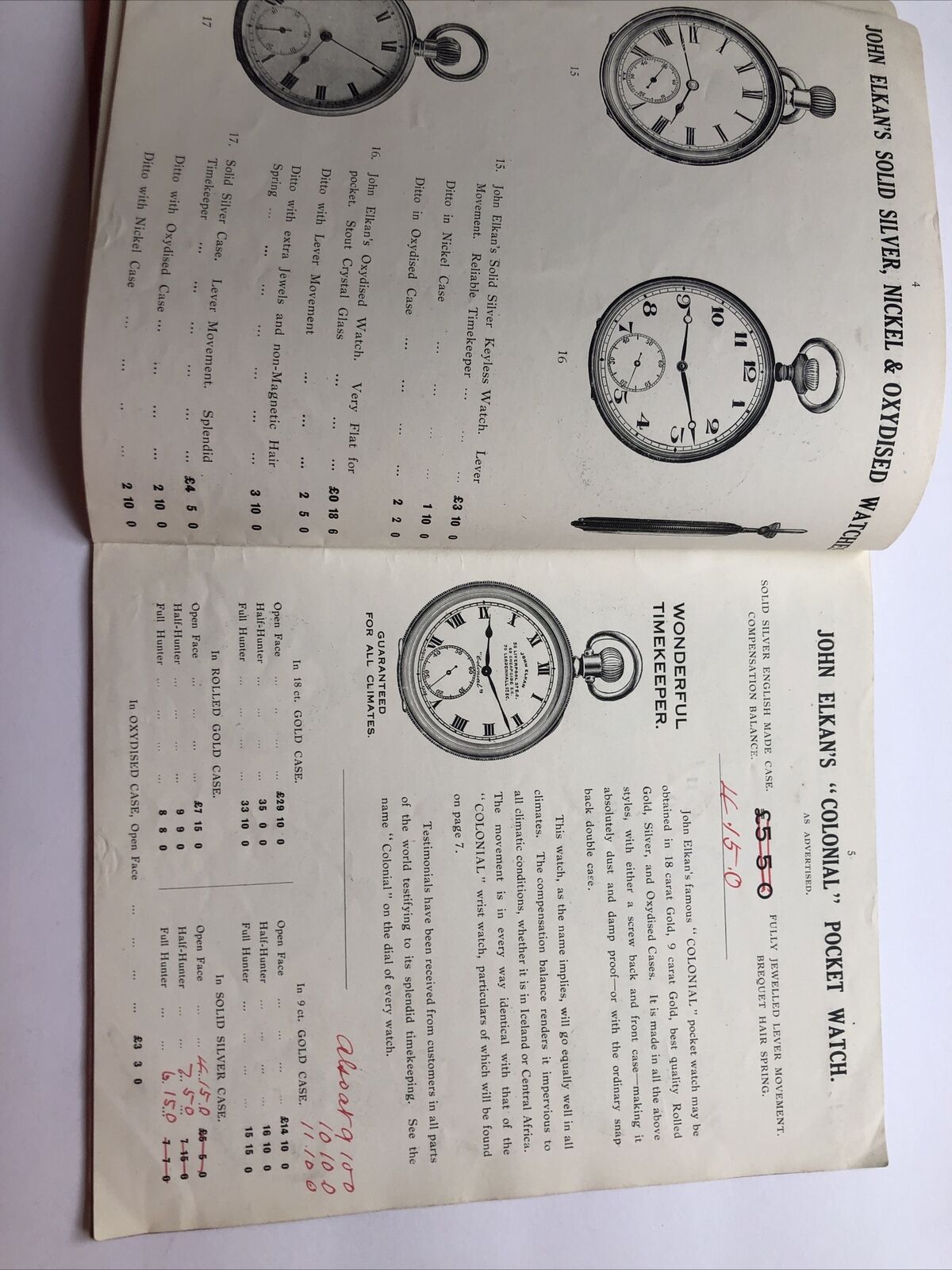 Vintage John Elkan Watch Catalog Brochure England Early 1900s