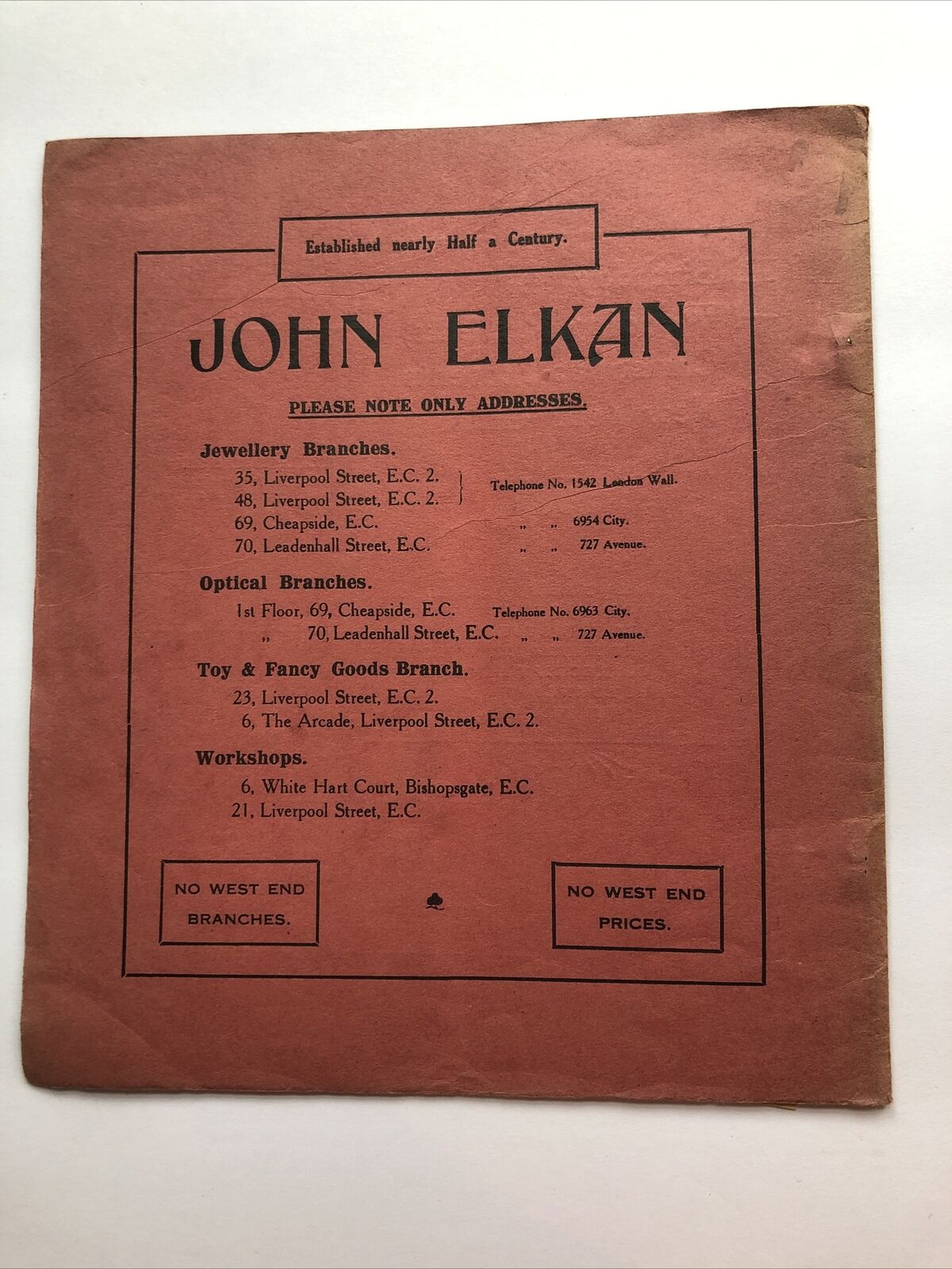 Vintage John Elkan Watch Catalog Brochure England Early 1900s
