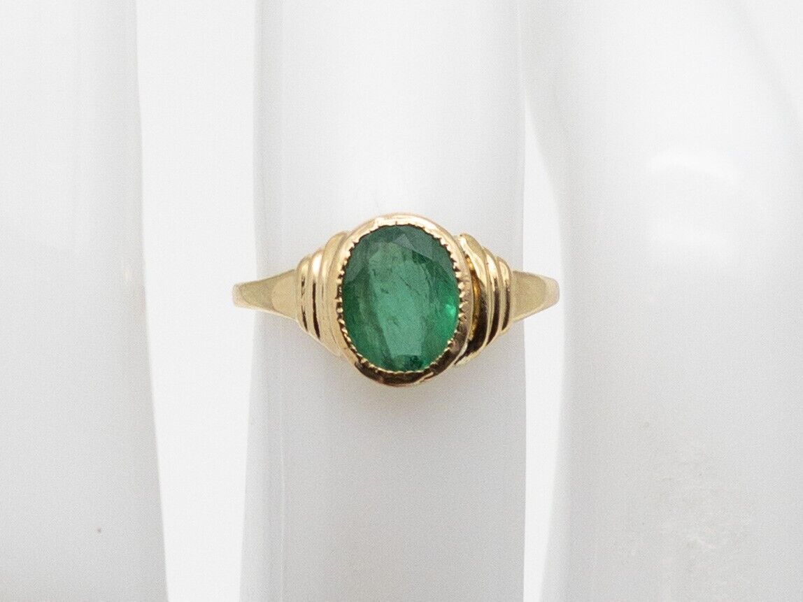 Antique 1900s Edwardian $2000 1.25ct AAA+++ Natural Emerald 10k Yellow Gold Ring