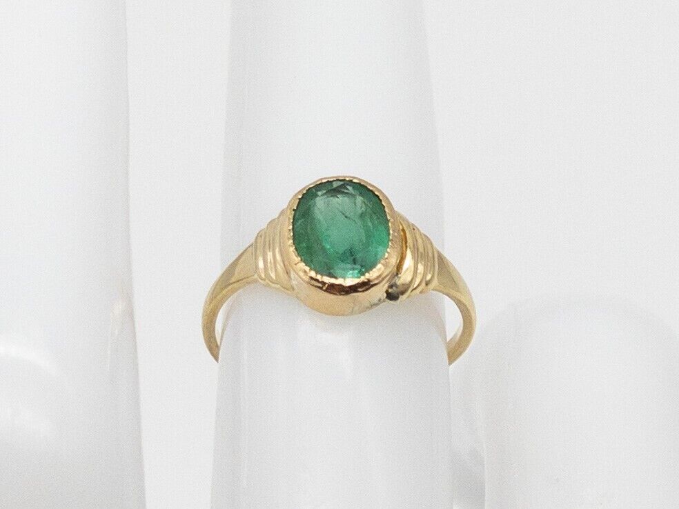 Antique 1900s Edwardian $2000 1.25ct AAA+++ Natural Emerald 10k Yellow Gold Ring