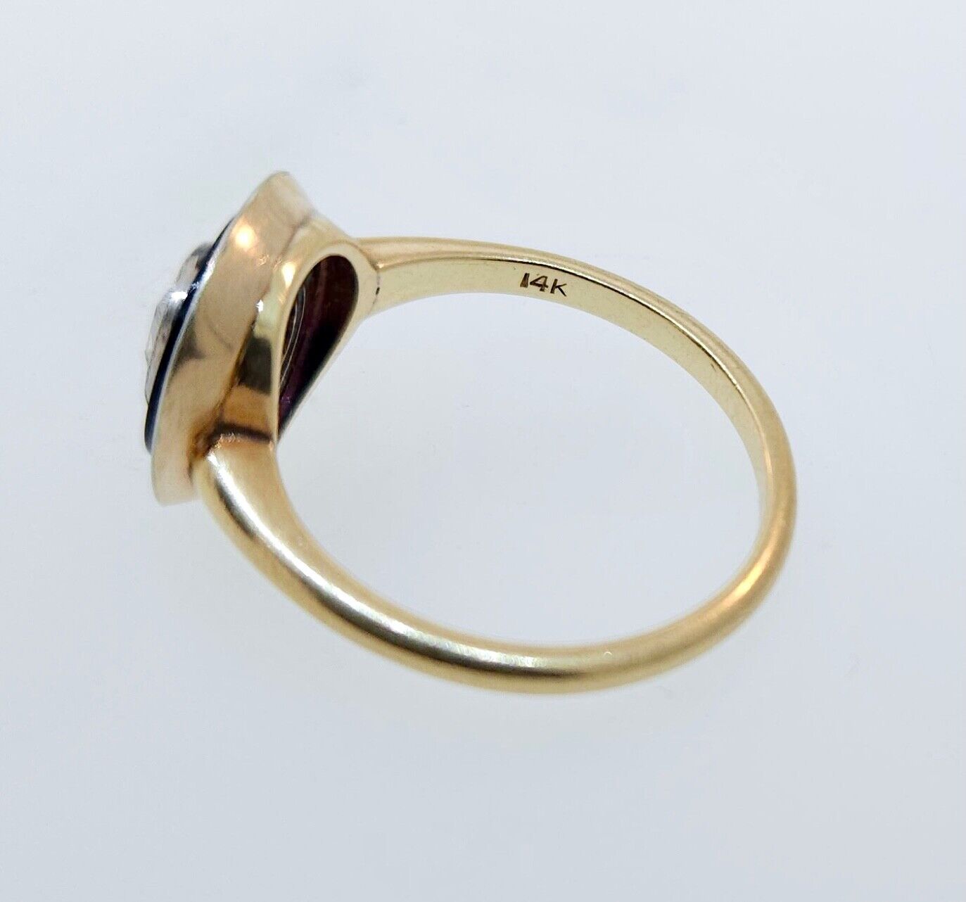 UNIQUE Antique Victorian 1800's 14k Gold Rose Cut Diamond & Onyx Engagement Ring