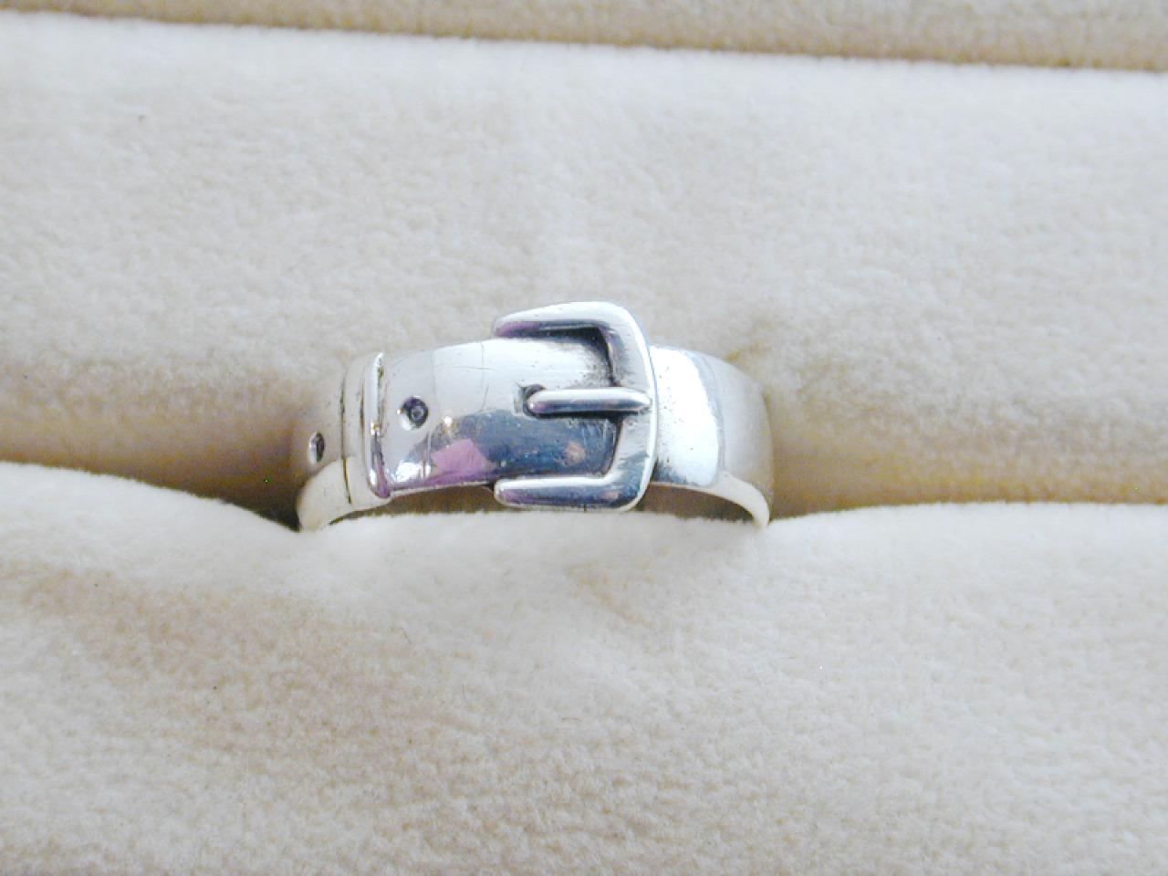 Men's 1800's Victorian English Silver Figural Buckle Ring 11.5