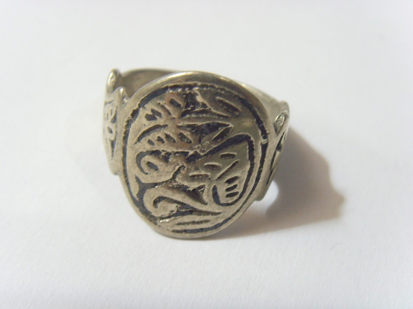 1700s antique Kazakh tribal twin hearts wedding ring size 11 Central Asia 52261