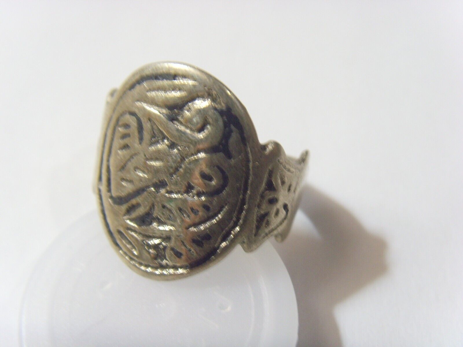 1700s antique Kazakh tribal twin hearts wedding ring size 11 Central Asia 52261