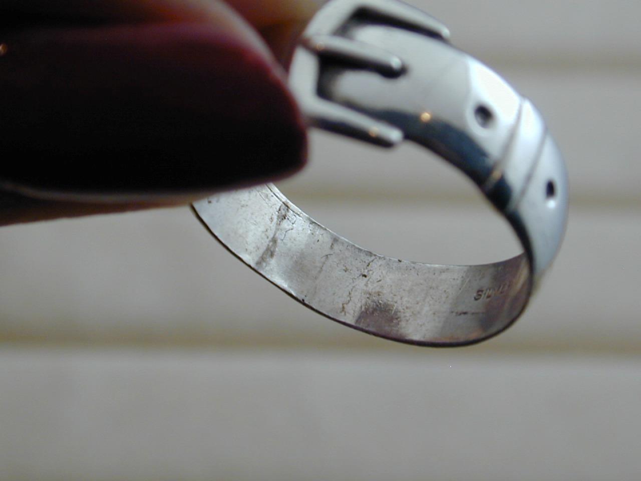 Men's 1800's Victorian English Silver Figural Buckle Ring 11.5