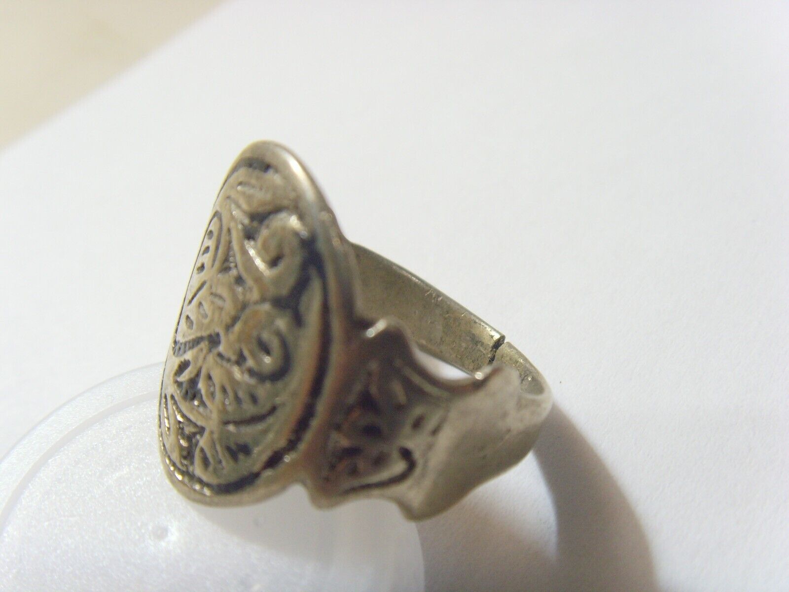 1700s antique Kazakh tribal twin hearts wedding ring size 11 Central Asia 52261