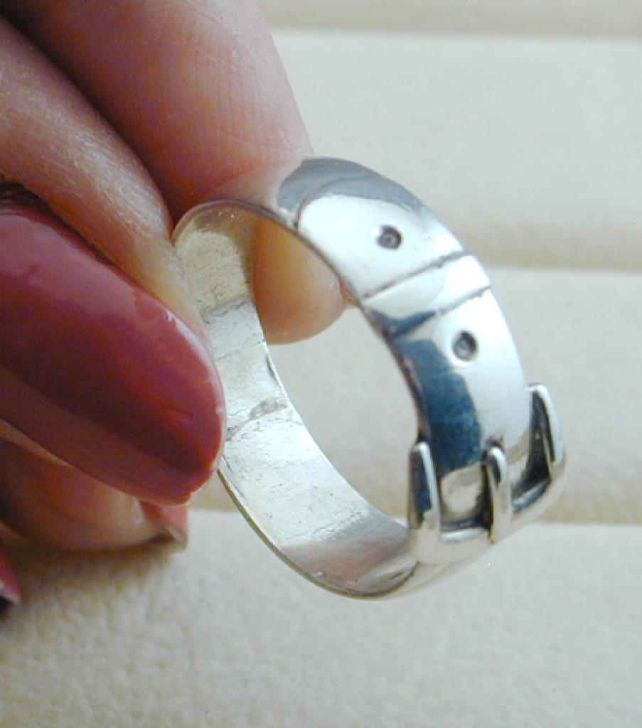 Men's 1800's Victorian English Silver Figural Buckle Ring 11.5