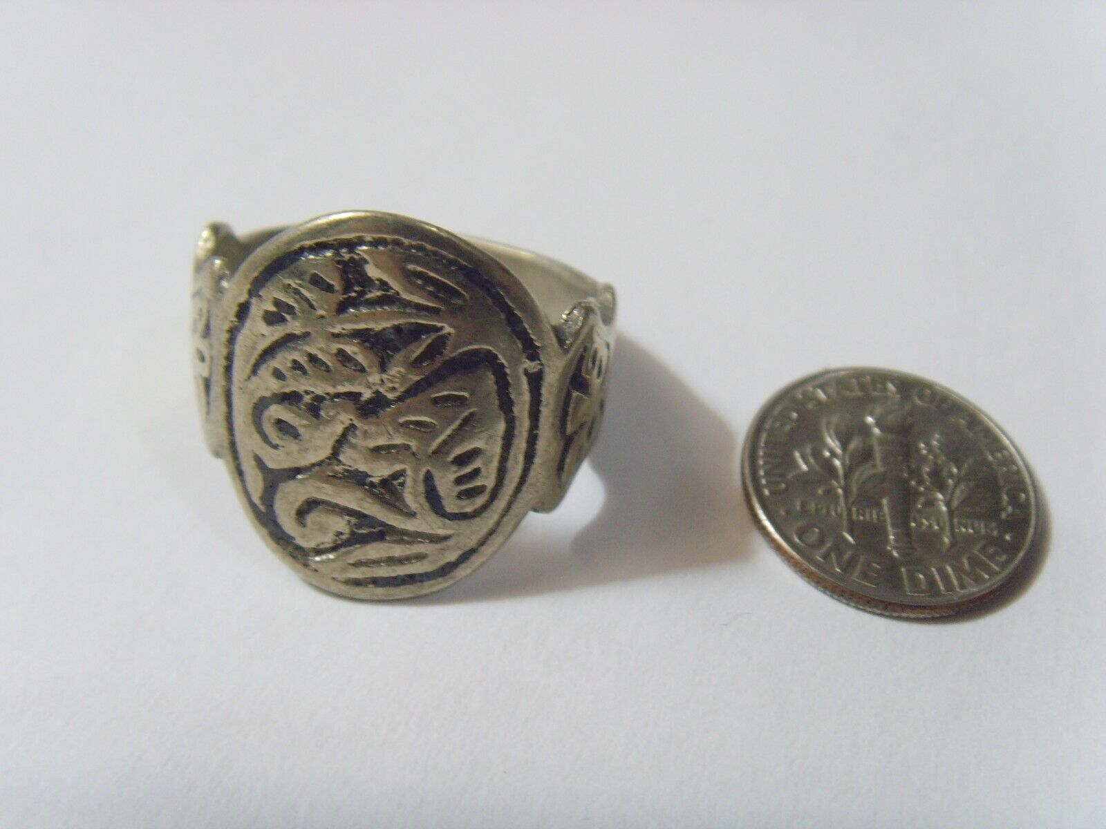 1700s antique Kazakh tribal twin hearts wedding ring size 11 Central Asia 52261