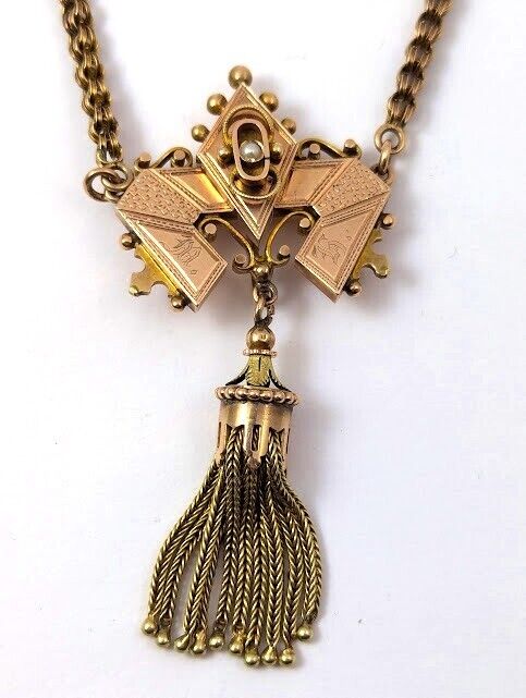 Victorian Necklace in 10k Gold, 1900's, Vintage Jewelry