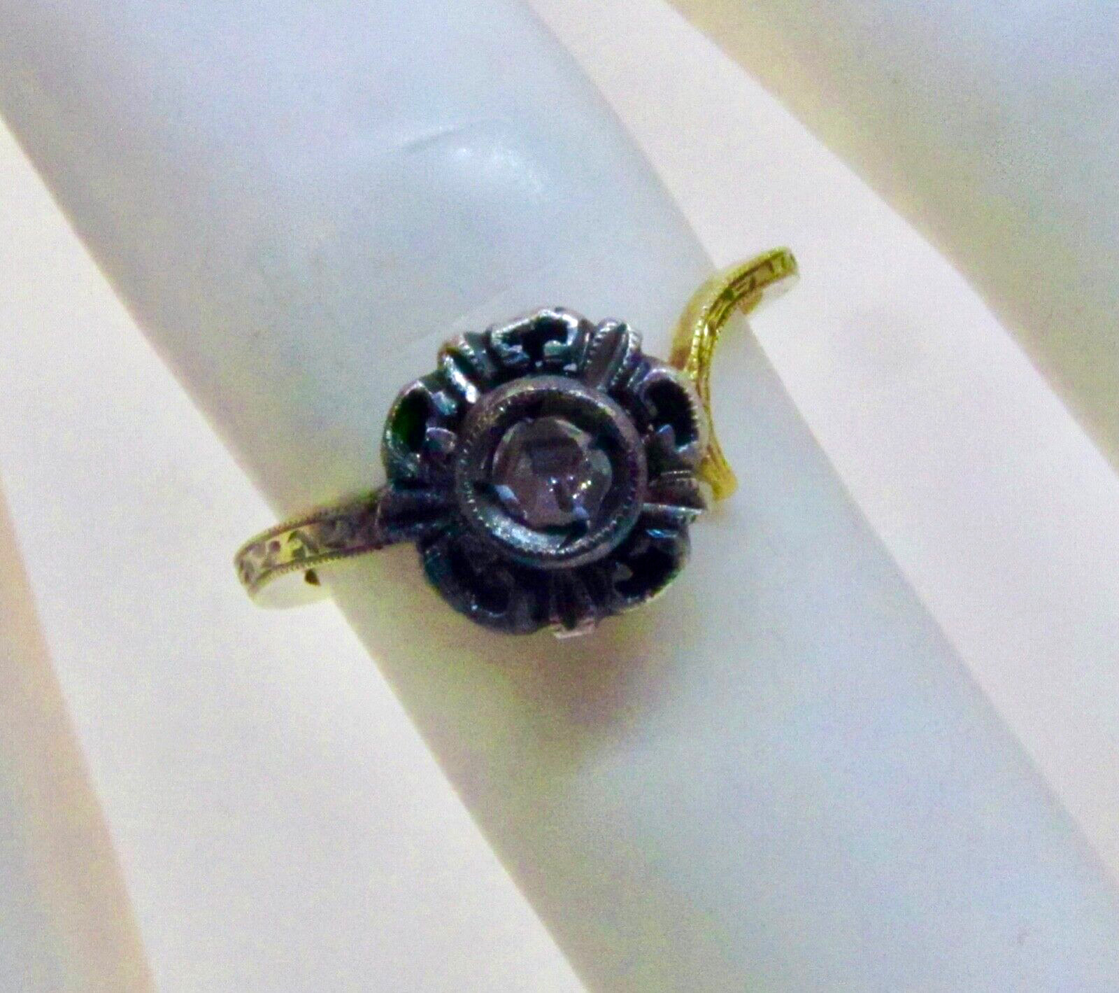 Antique Victorian 1800's 18k & Silver Rose Cut Diamond Engagement Ring