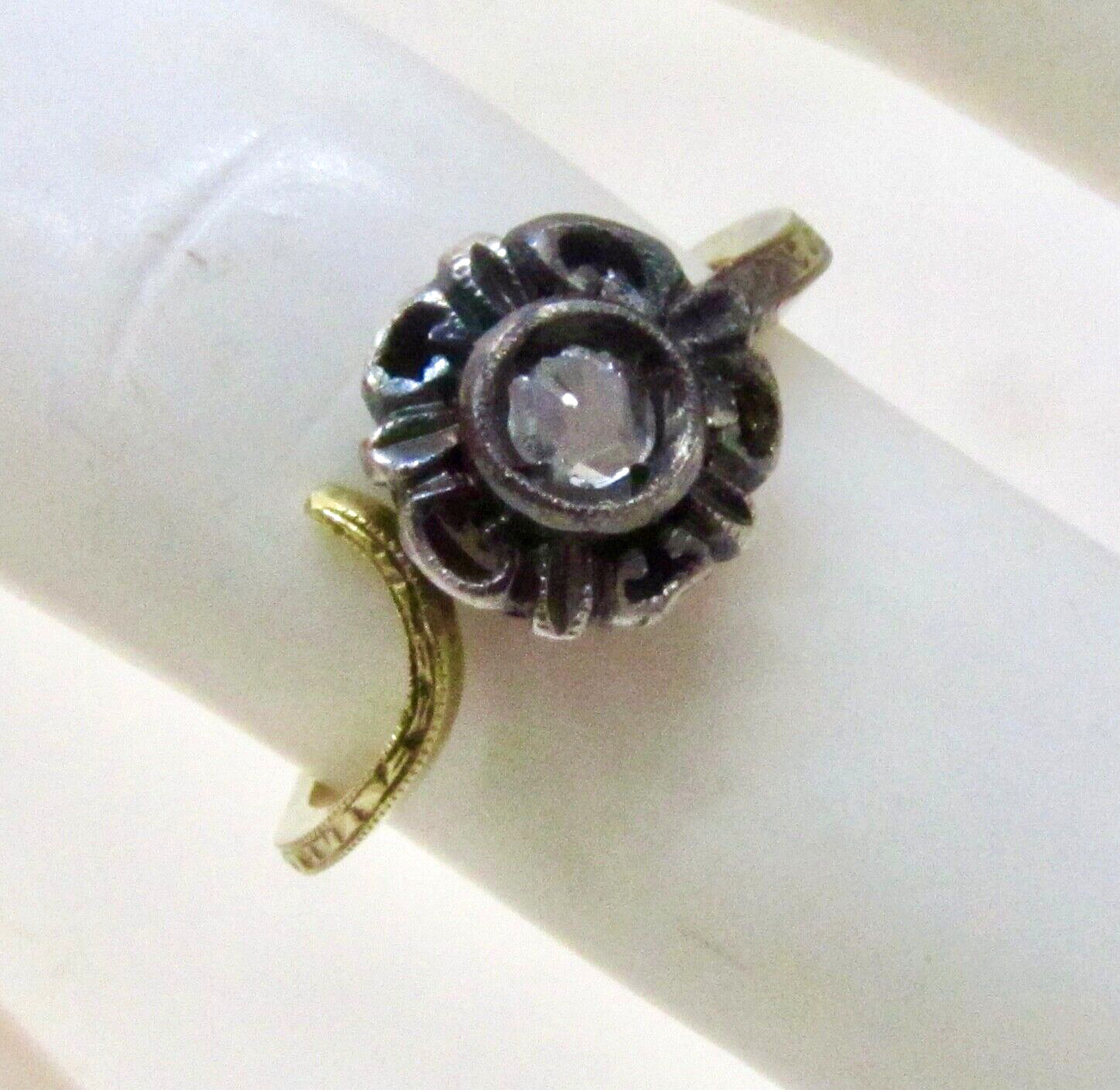 Antique Victorian 1800's 18k & Silver Rose Cut Diamond Engagement Ring