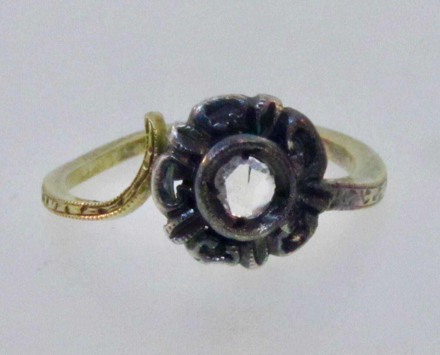 Antique Victorian 1800's 18k & Silver Rose Cut Diamond Engagement Ring