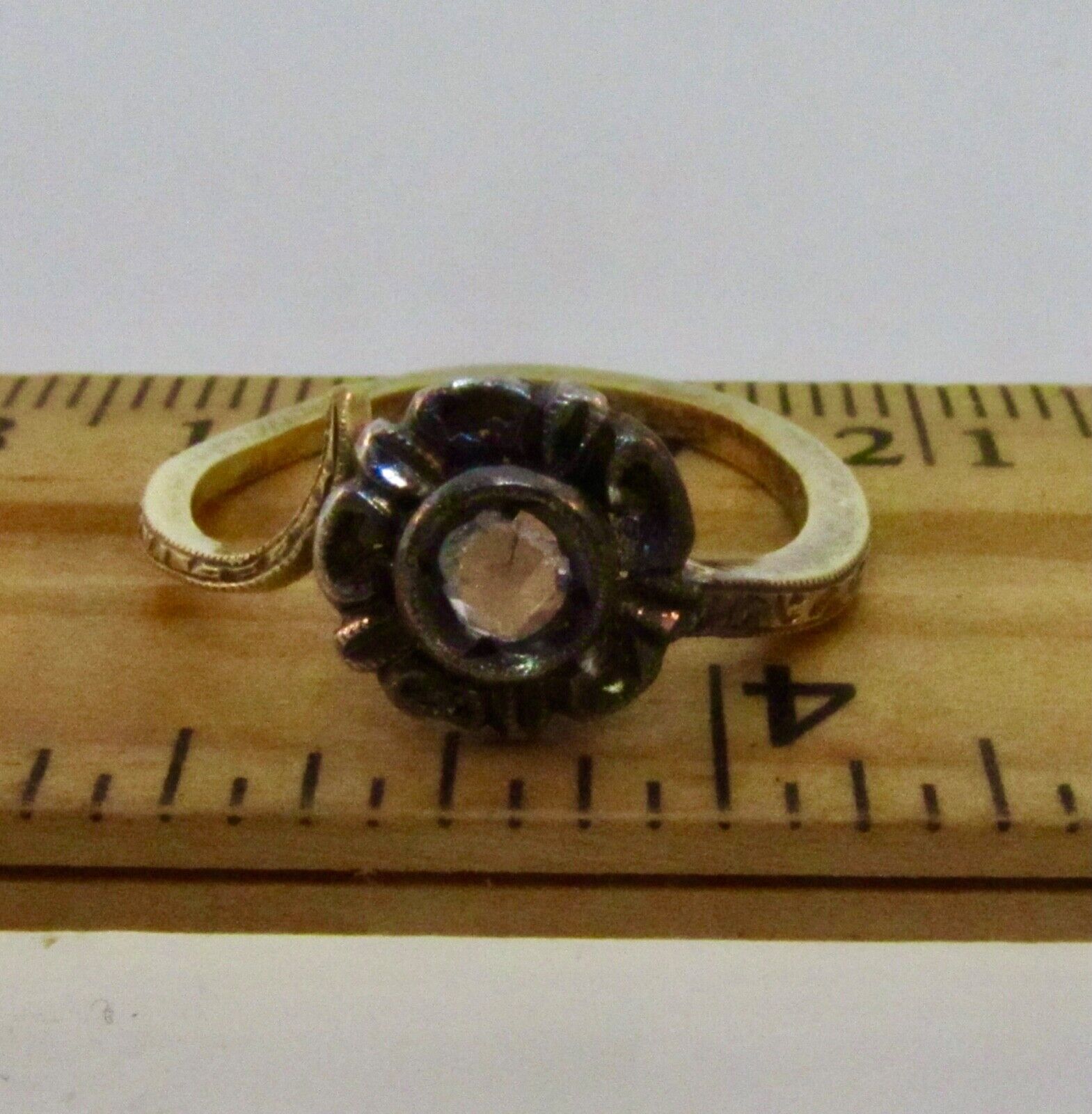 Antique Victorian 1800's 18k & Silver Rose Cut Diamond Engagement Ring
