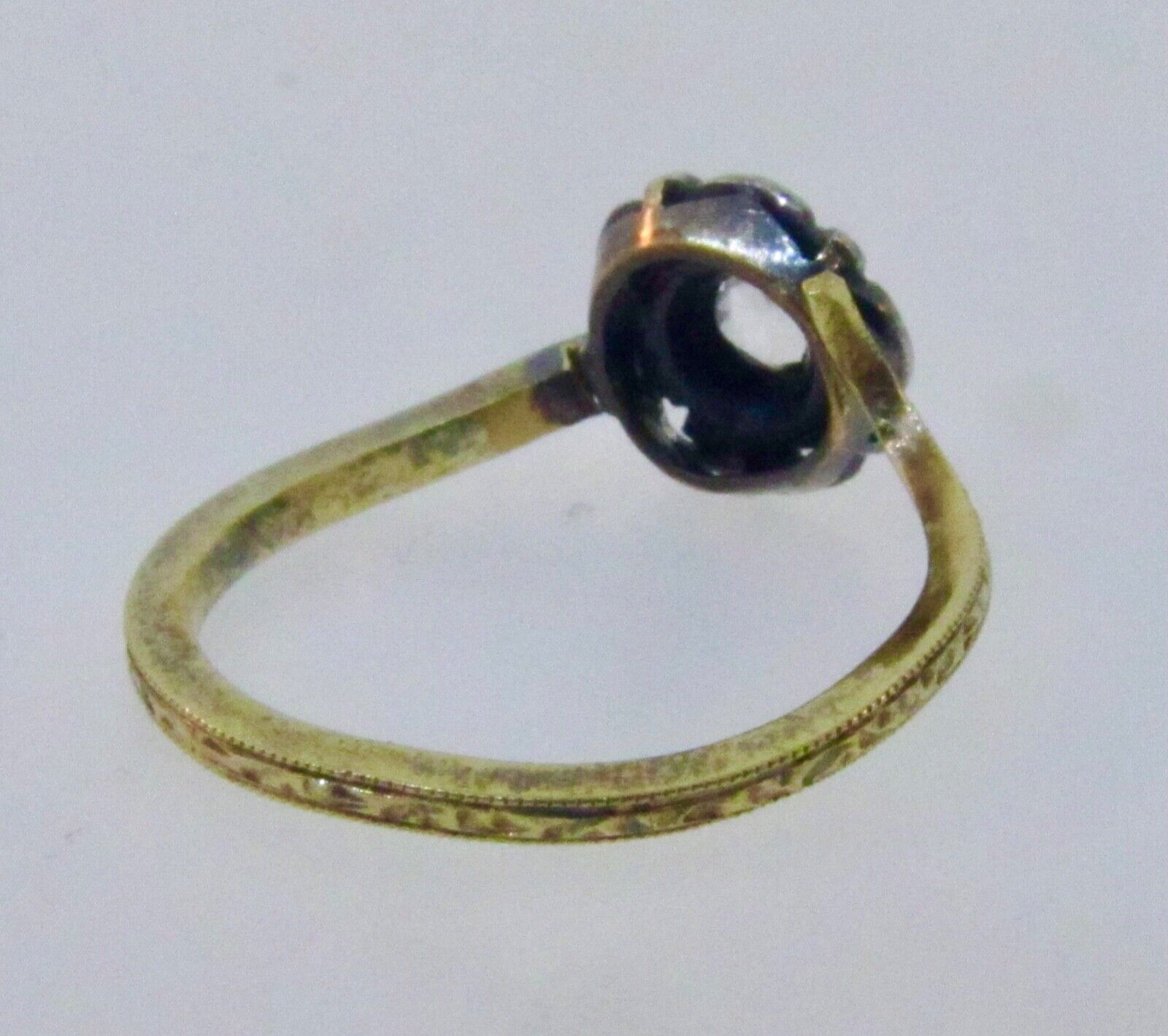 Antique Victorian 1800's 18k & Silver Rose Cut Diamond Engagement Ring