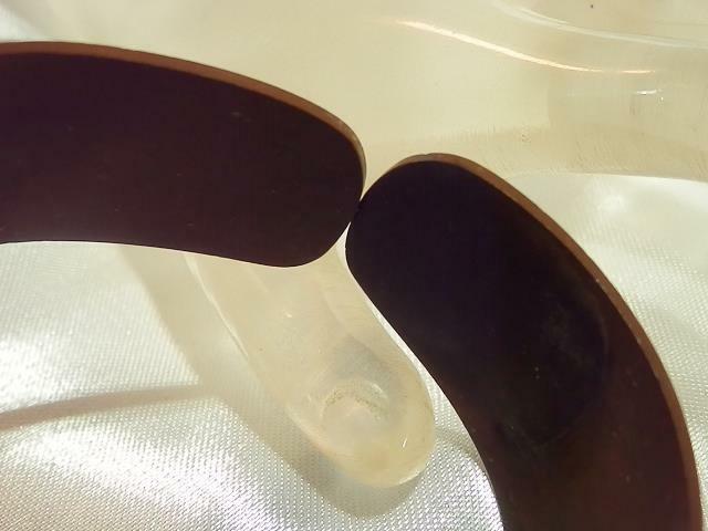 Very Rare Wide Vulcanite Vintage 1800s Brown Flower Mourning Bracelet  481J9