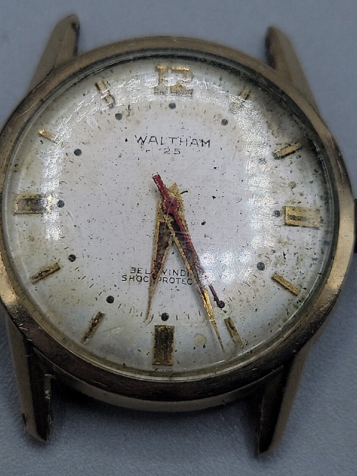 Vintage Waltham 10kgp Mens Self Winding Watch 1900s 25 Jewels 33mm Runs No Band 