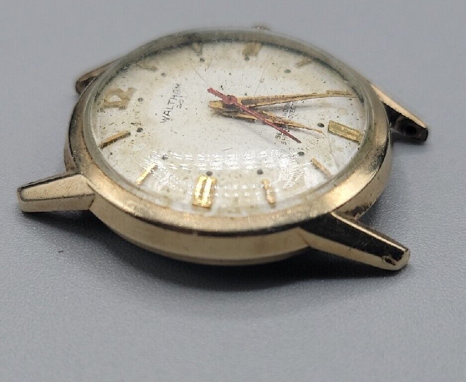 Vintage Waltham 10kgp Mens Self Winding Watch 1900s 25 Jewels 33mm Runs No Band 