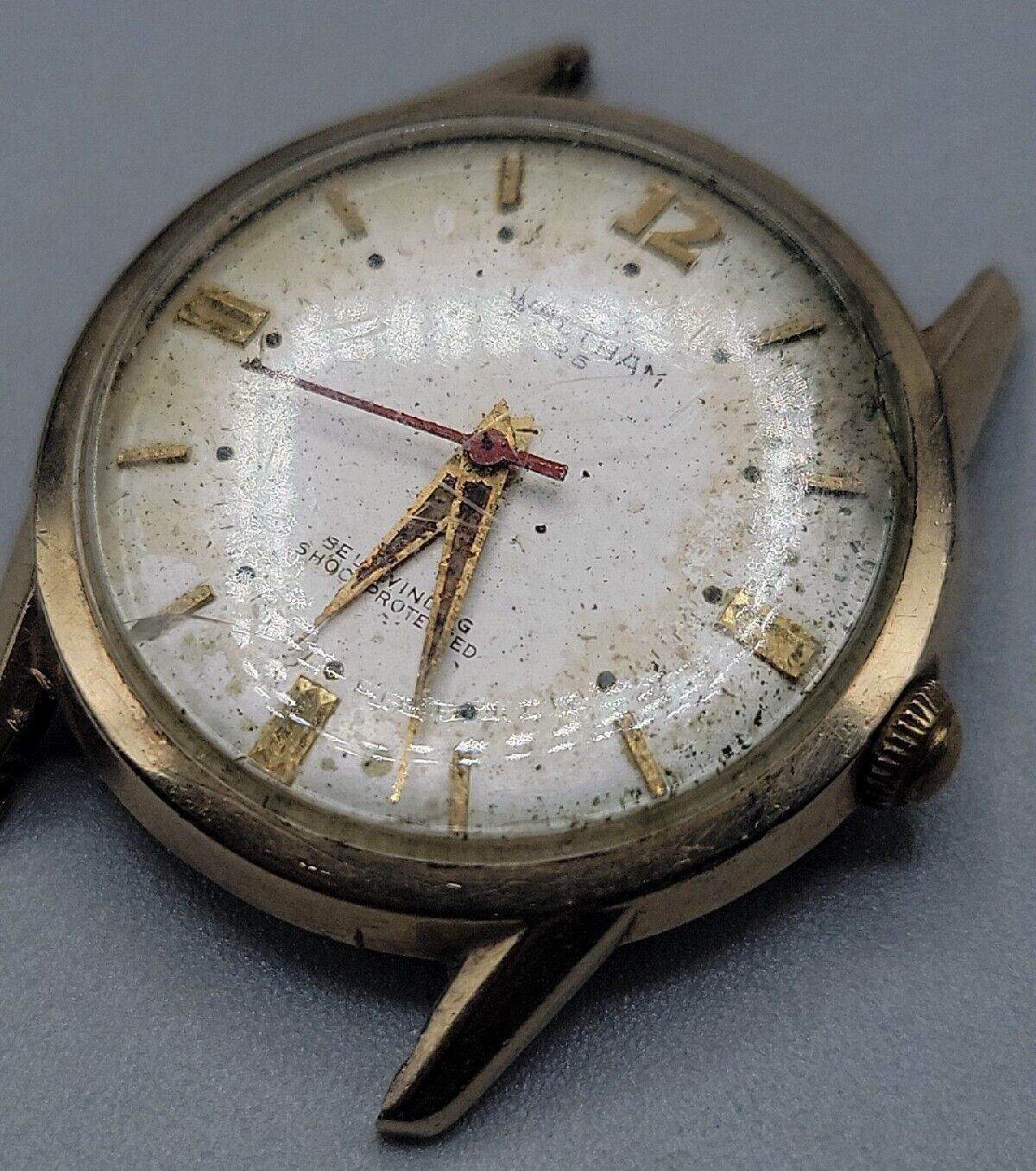 Vintage Waltham 10kgp Mens Self Winding Watch 1900s 25 Jewels 33mm Runs No Band 