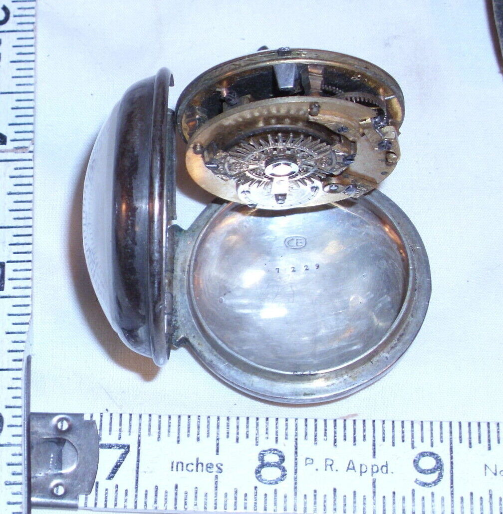 TRAVELING WATCH 1800s EUROPEAN CHAIN DRIVE KEY WIND SILVER CASE POCKET WATCH