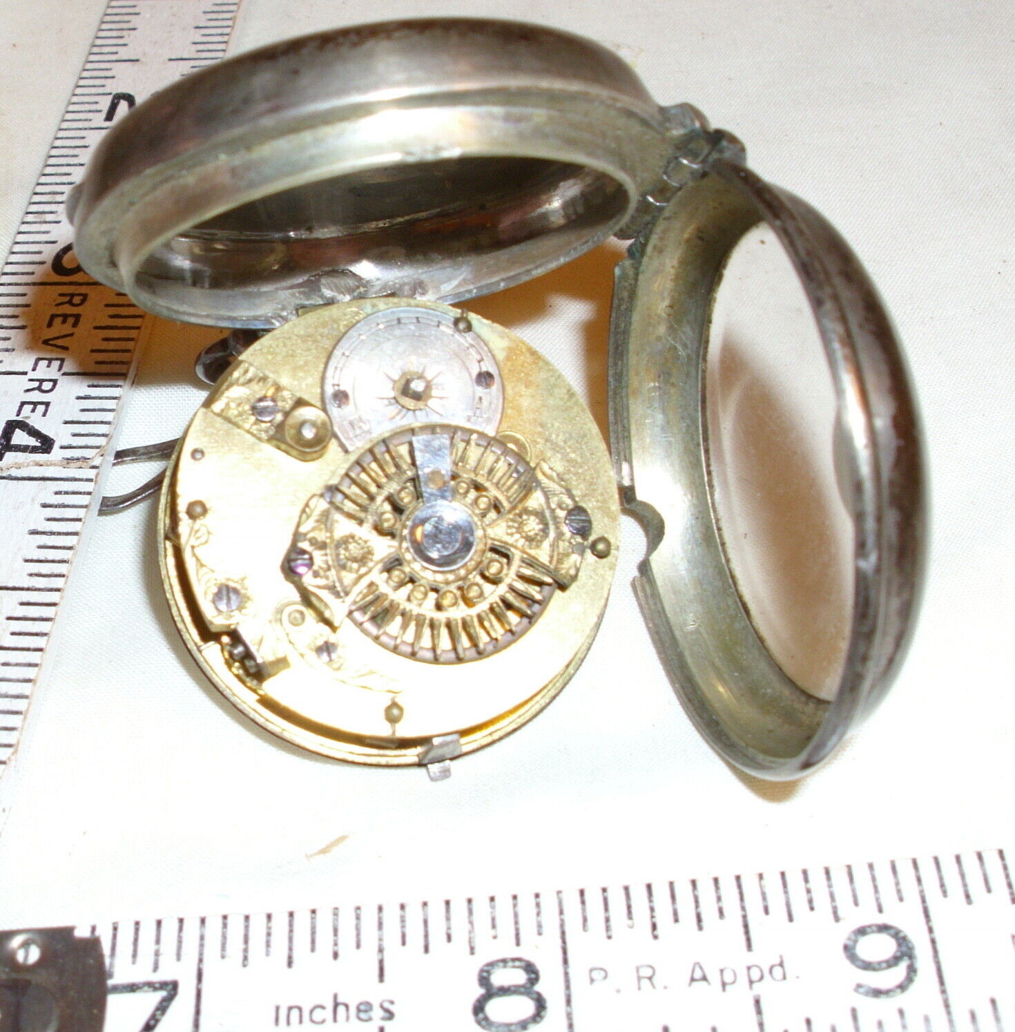 TRAVELING WATCH 1800s EUROPEAN CHAIN DRIVE KEY WIND SILVER CASE POCKET WATCH