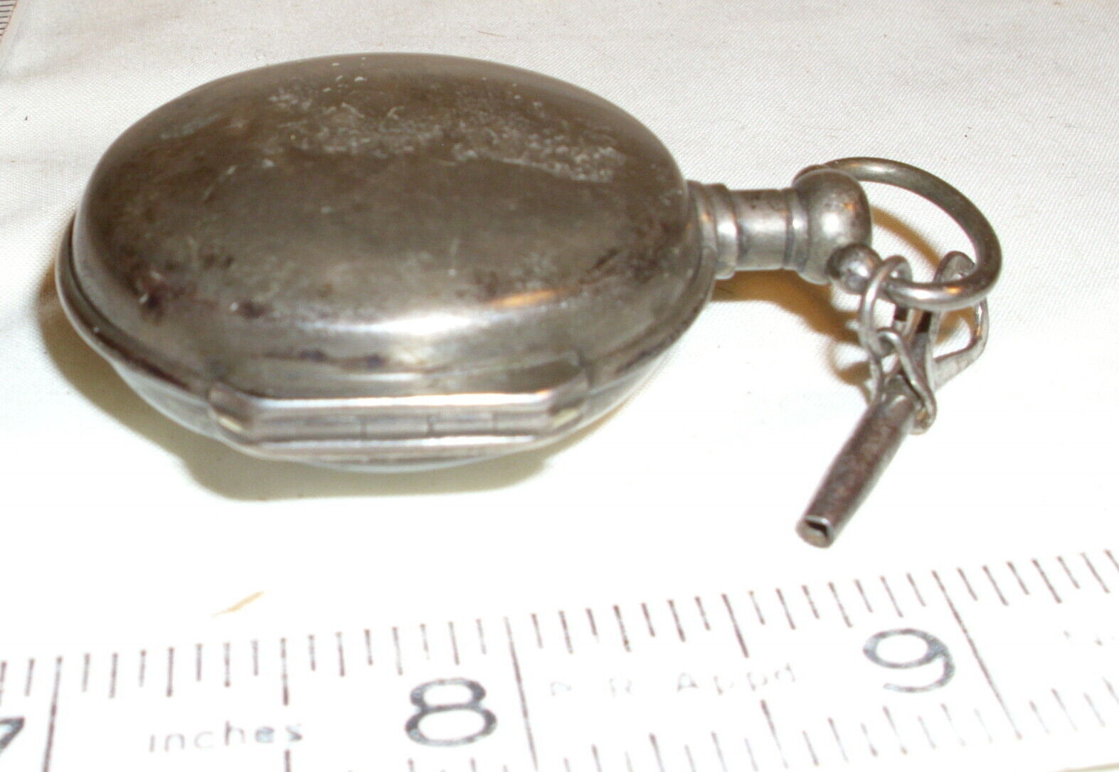 TRAVELING WATCH 1800s EUROPEAN CHAIN DRIVE KEY WIND SILVER CASE POCKET WATCH