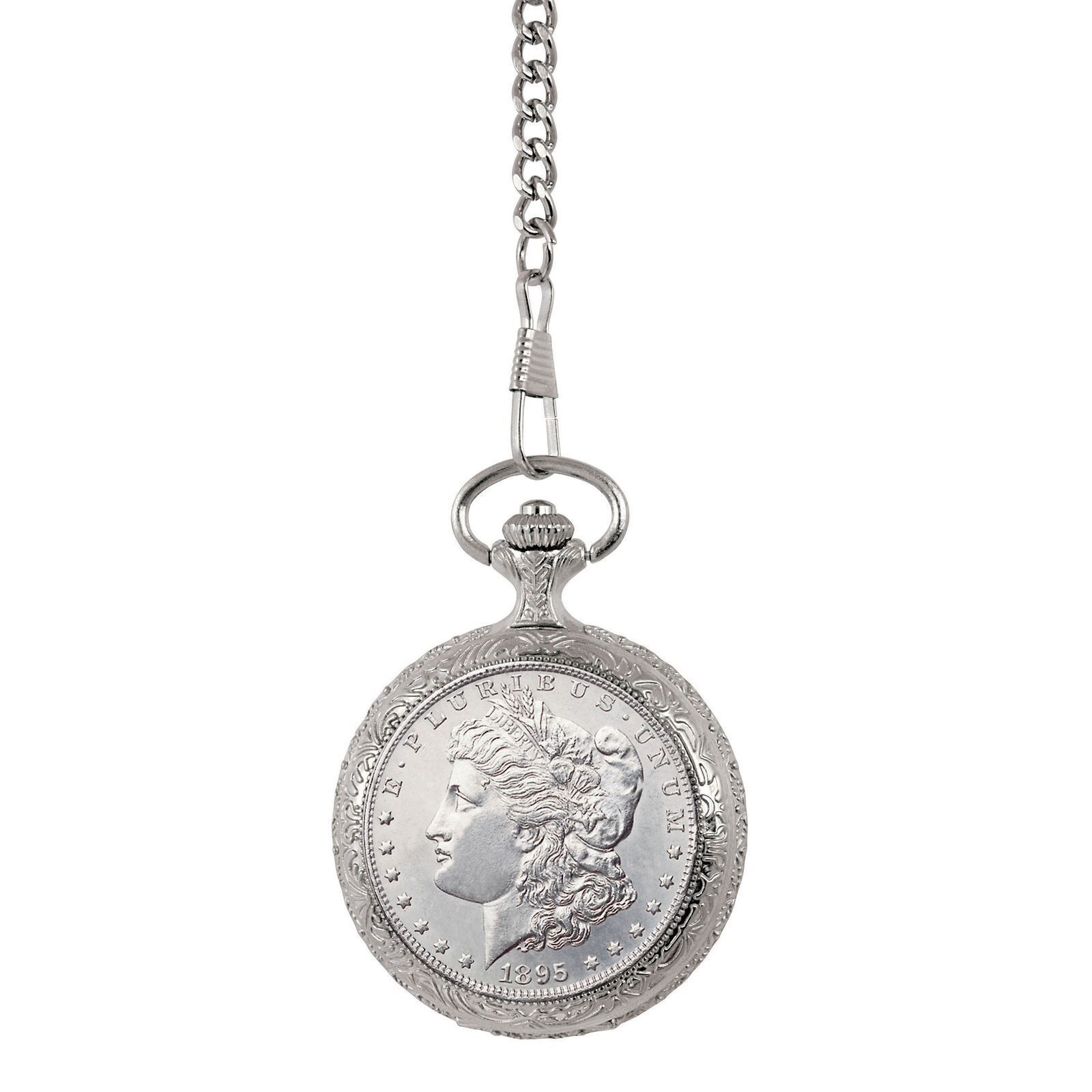 NEW Uncirculated 1800's Morgan Silver Dollar Coin Pocket Watch 13961