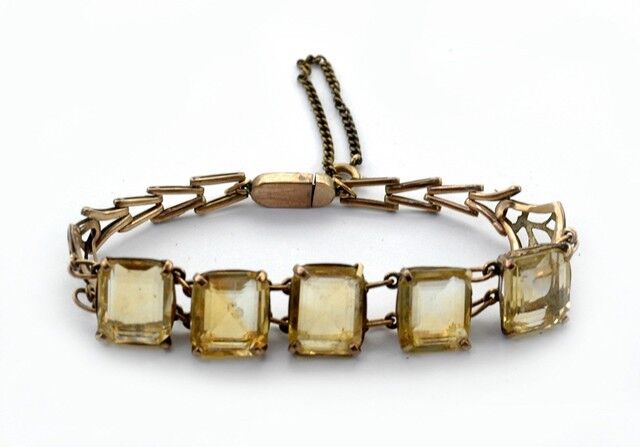 Rose Gold 30ct 5 Natural Citrine Antique Bracelet Vintage late 1800's
