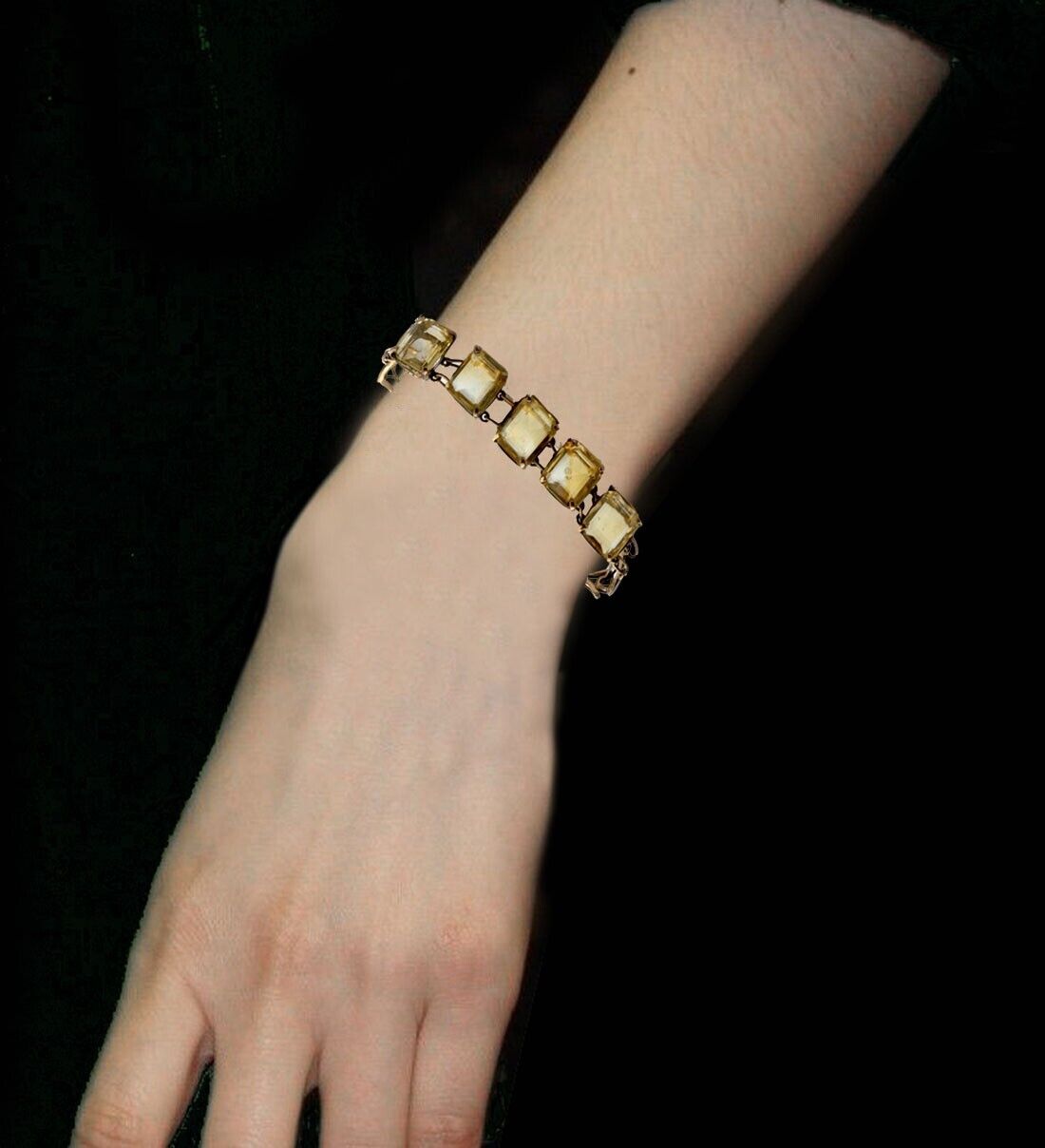 Rose Gold 30ct 5 Natural Citrine Antique Bracelet Vintage late 1800's