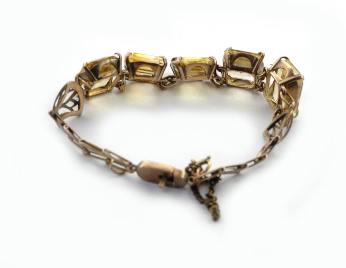 Rose Gold 30ct 5 Natural Citrine Antique Bracelet Vintage late 1800's