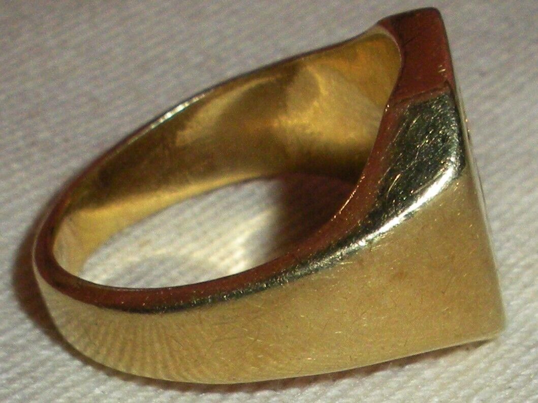 ANTIQUE 1800s VICTORIAN 14K GOLD HORSE EQUESTRIAN CREST SIGNET RING SIZE 7 tuvi
