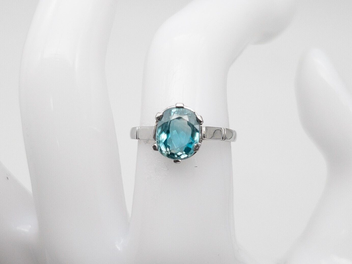 Antique Edwardian 1900s $3000 4ct Natural Mine Cut Blue Zircon Platinum Ring