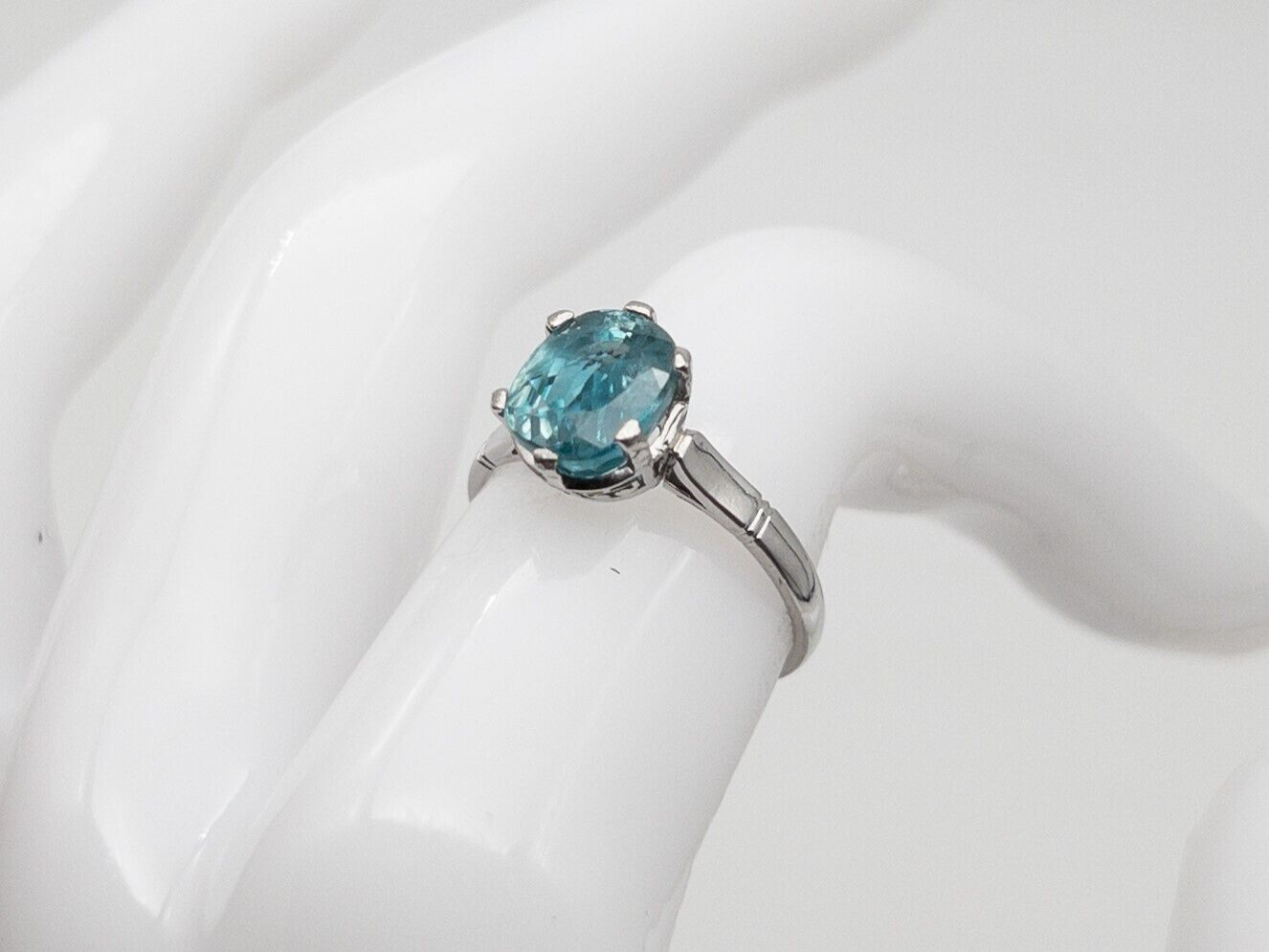 Antique Edwardian 1900s $3000 4ct Natural Mine Cut Blue Zircon Platinum Ring