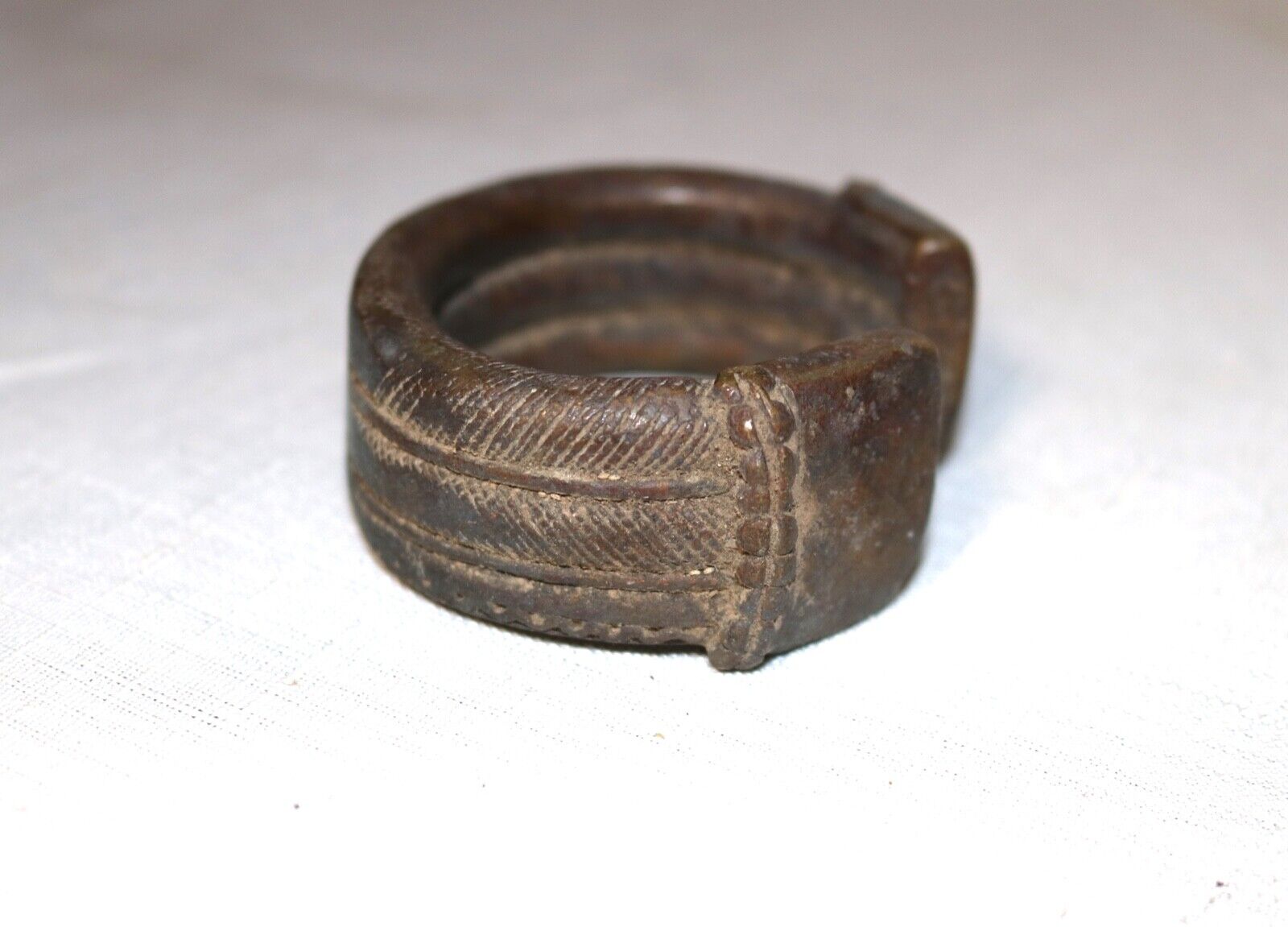 1800's Antique African Niger Baoulé Dogon Bronze Manilla Currency Bracelet Cuff'
