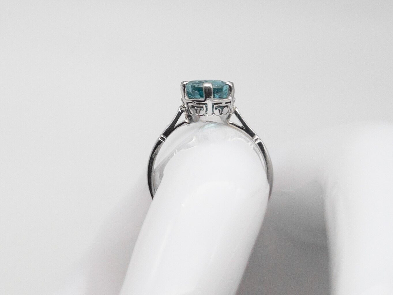 Antique Edwardian 1900s $3000 4ct Natural Mine Cut Blue Zircon Platinum Ring