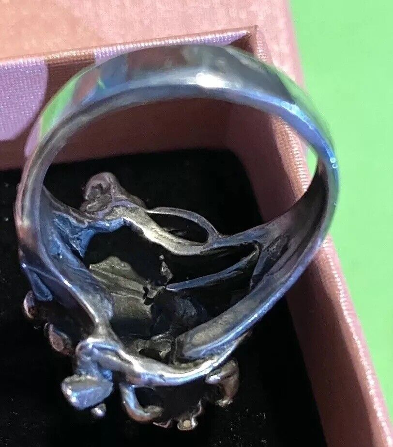 13g Antique early 1900’s Art Nouveau Sculpted GRAPES Sterling Silver 925 Ring 10