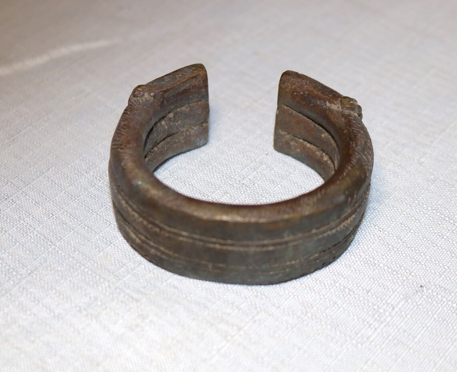 1800's Antique African Niger Baoulé Dogon Bronze Manilla Currency Bracelet Cuff'