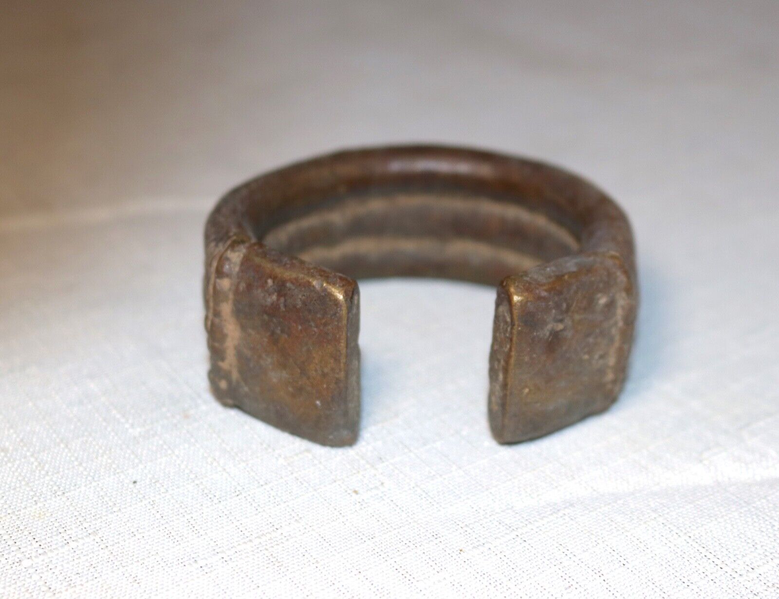 1800's Antique African Niger Baoulé Dogon Bronze Manilla Currency Bracelet Cuff'