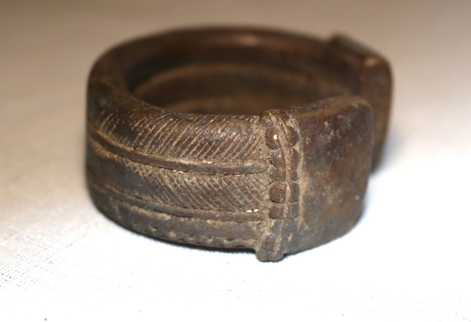 1800's Antique African Niger Baoulé Dogon Bronze Manilla Currency Bracelet Cuff'
