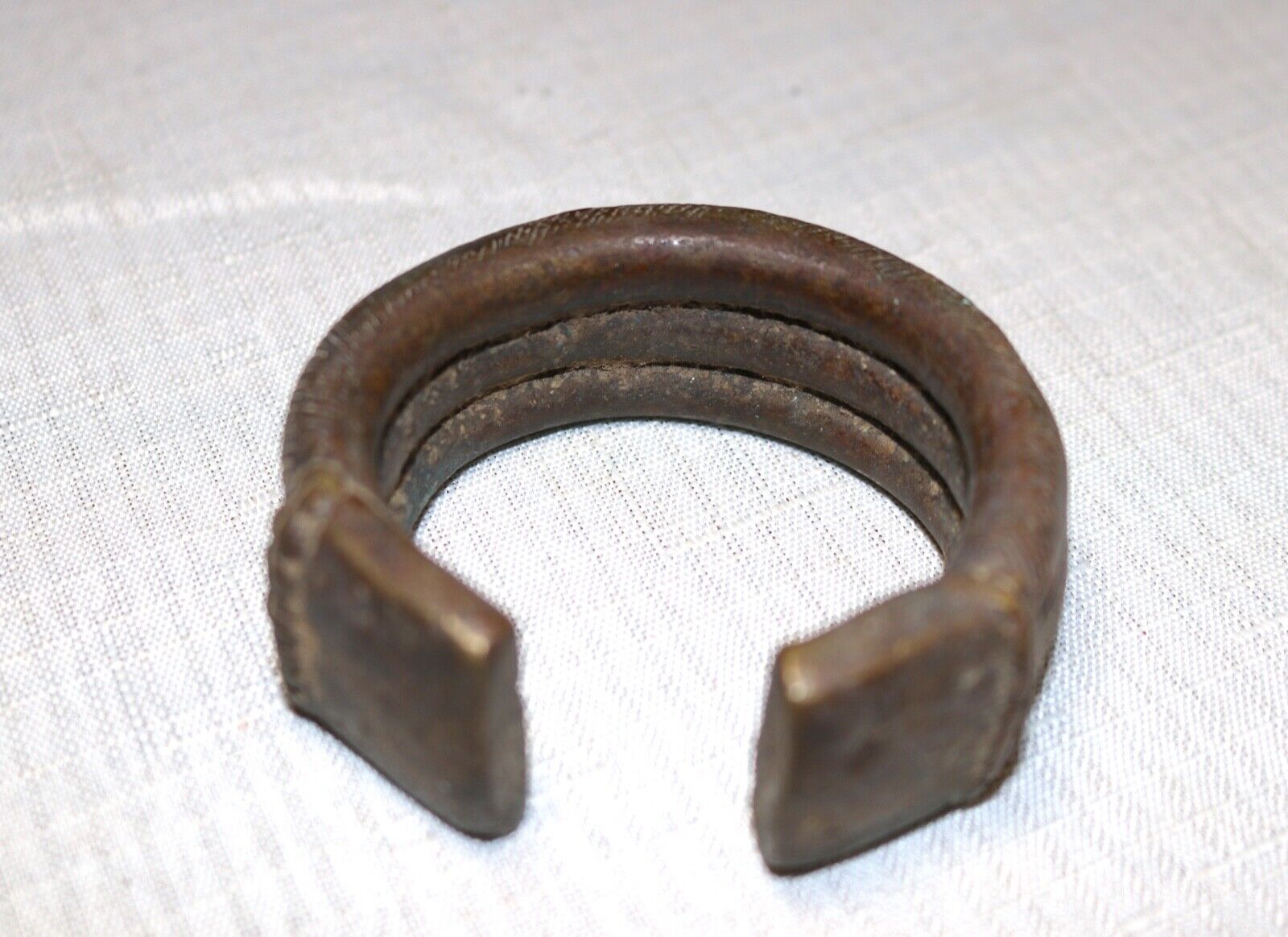 1800's Antique African Niger Baoulé Dogon Bronze Manilla Currency Bracelet Cuff'