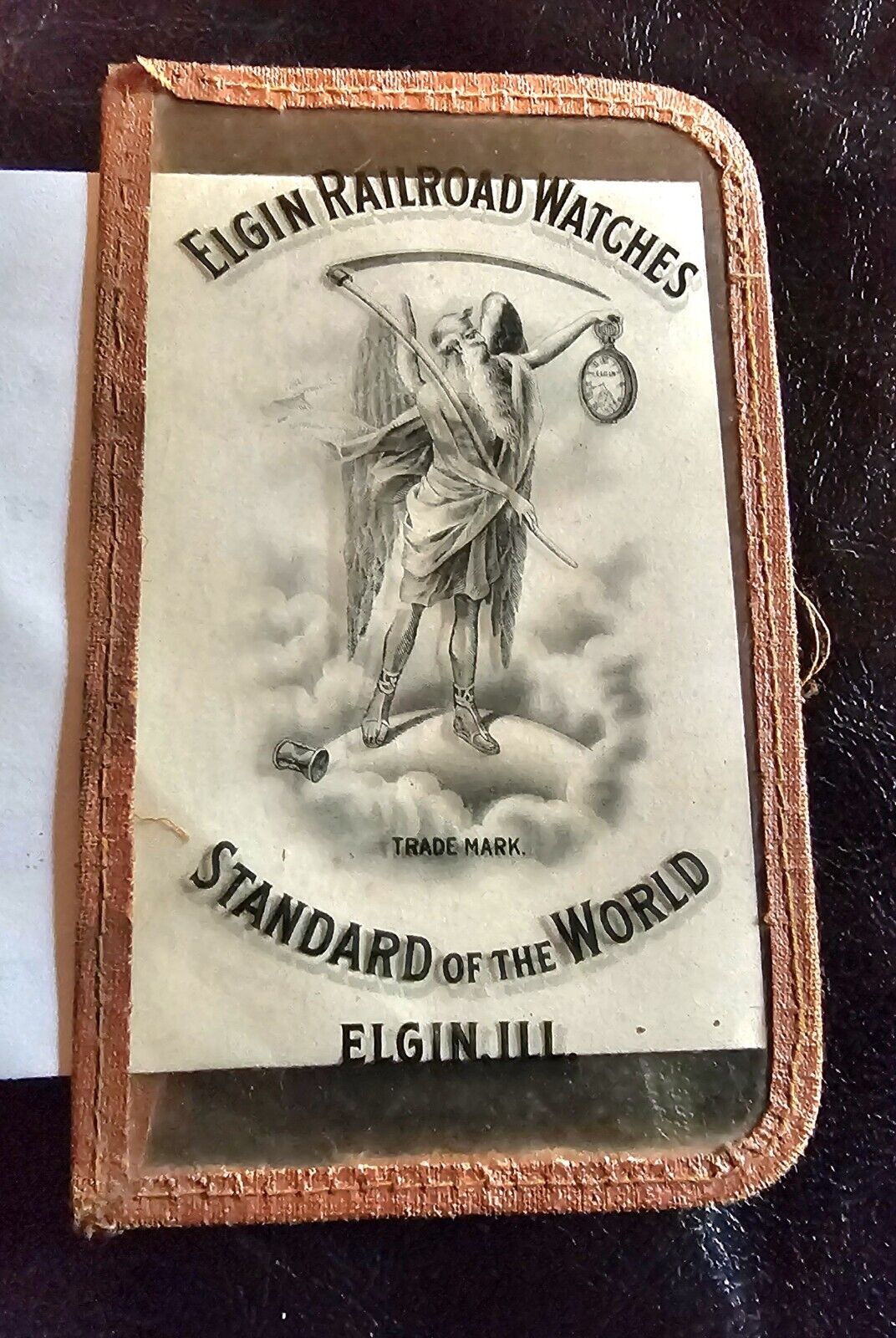 1900s ELGIN Railroad Pocket Watch Advertising Card Holder