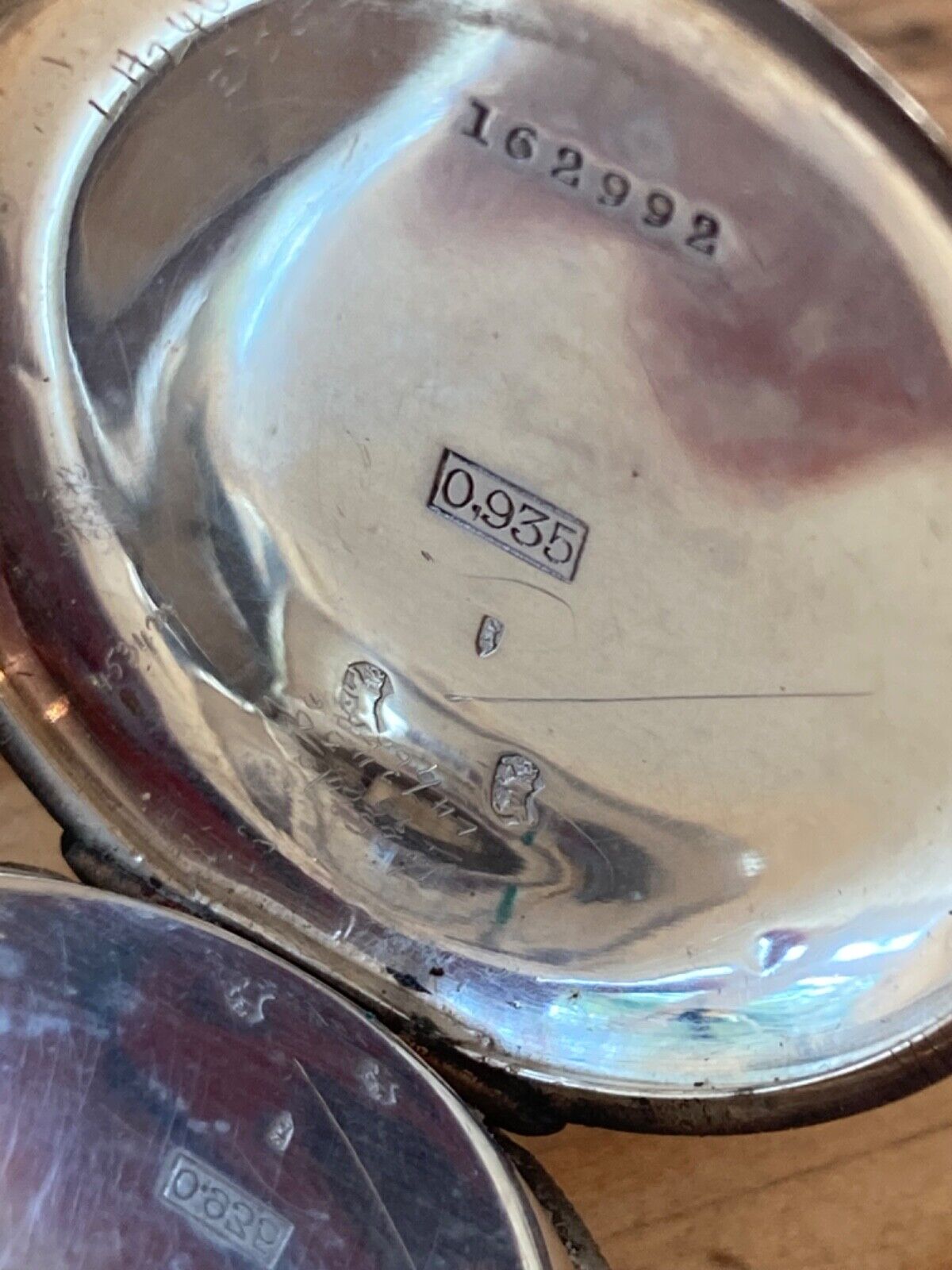 ANTIQUE Ladies 935 STERLING SILVER Pocket Watch-3 Bear Mark-Repair or PARTS-38mm