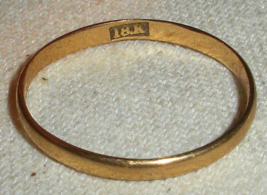 ANTIQUE LATE 1800S -EARLY 1900S 18K GOLD WEDDING BAND RING SIZE 6 tuvi