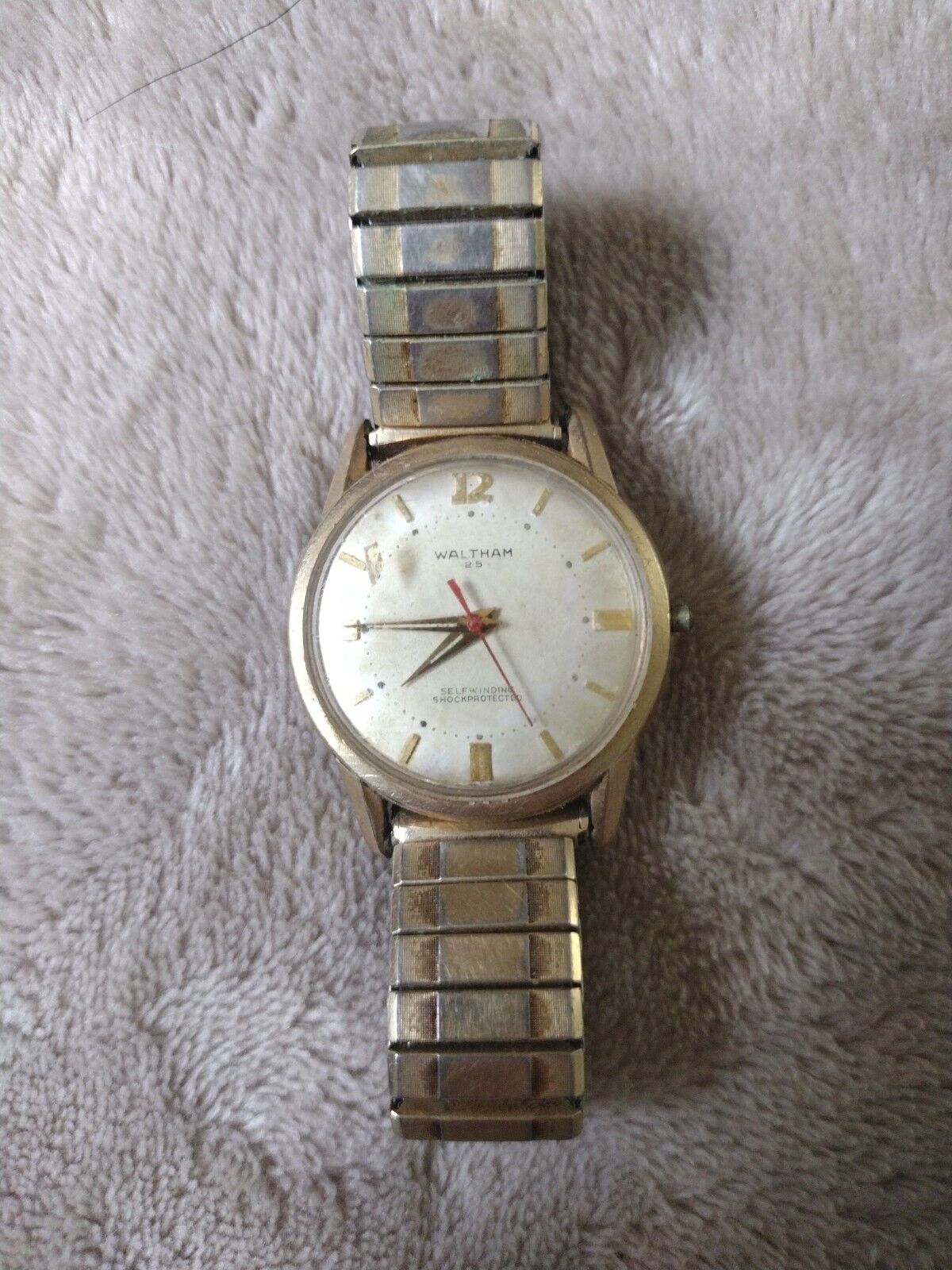 Vintage Waltham 10kgp Mens Self Winding Watch 1900s 25 Jewels 33mm Not Running