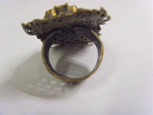 1700s antique ooak rare large ornate lapis tile ring 8 size 50224