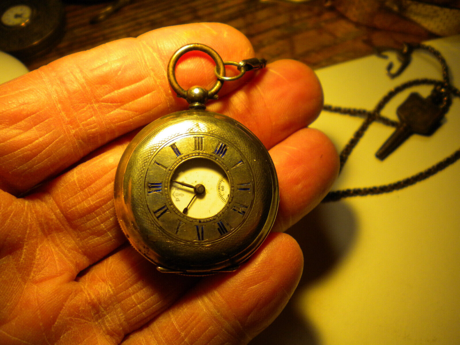 SCARCE-CHINESE MADE-1800S--SOLID SILVER KEYWIND POCKETWATCH -ALEX ROSS