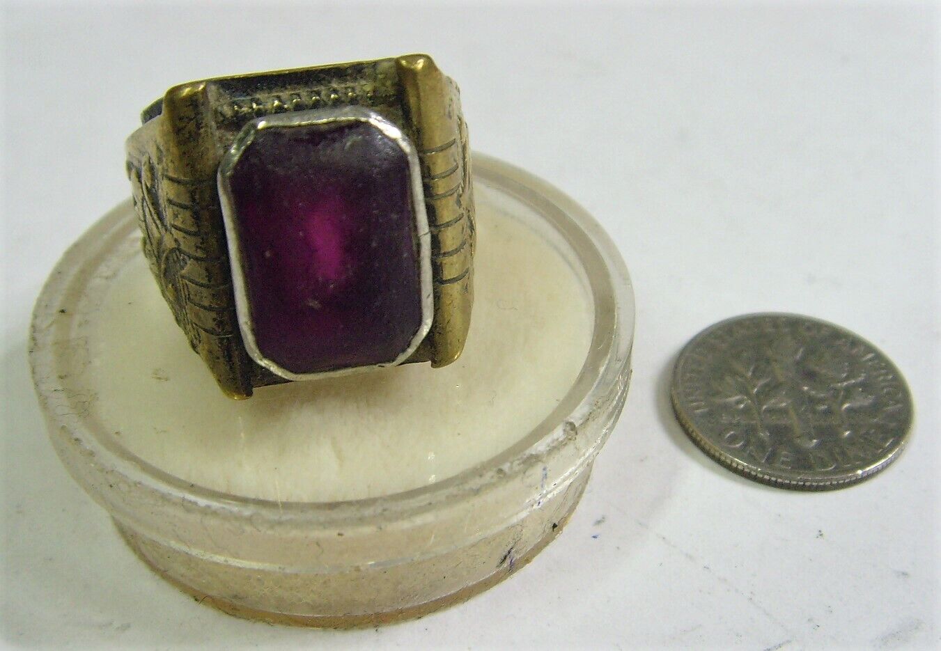 1800s scarce antique Nomads tribal wedding ring 8 sz ethnic dagestan 50798