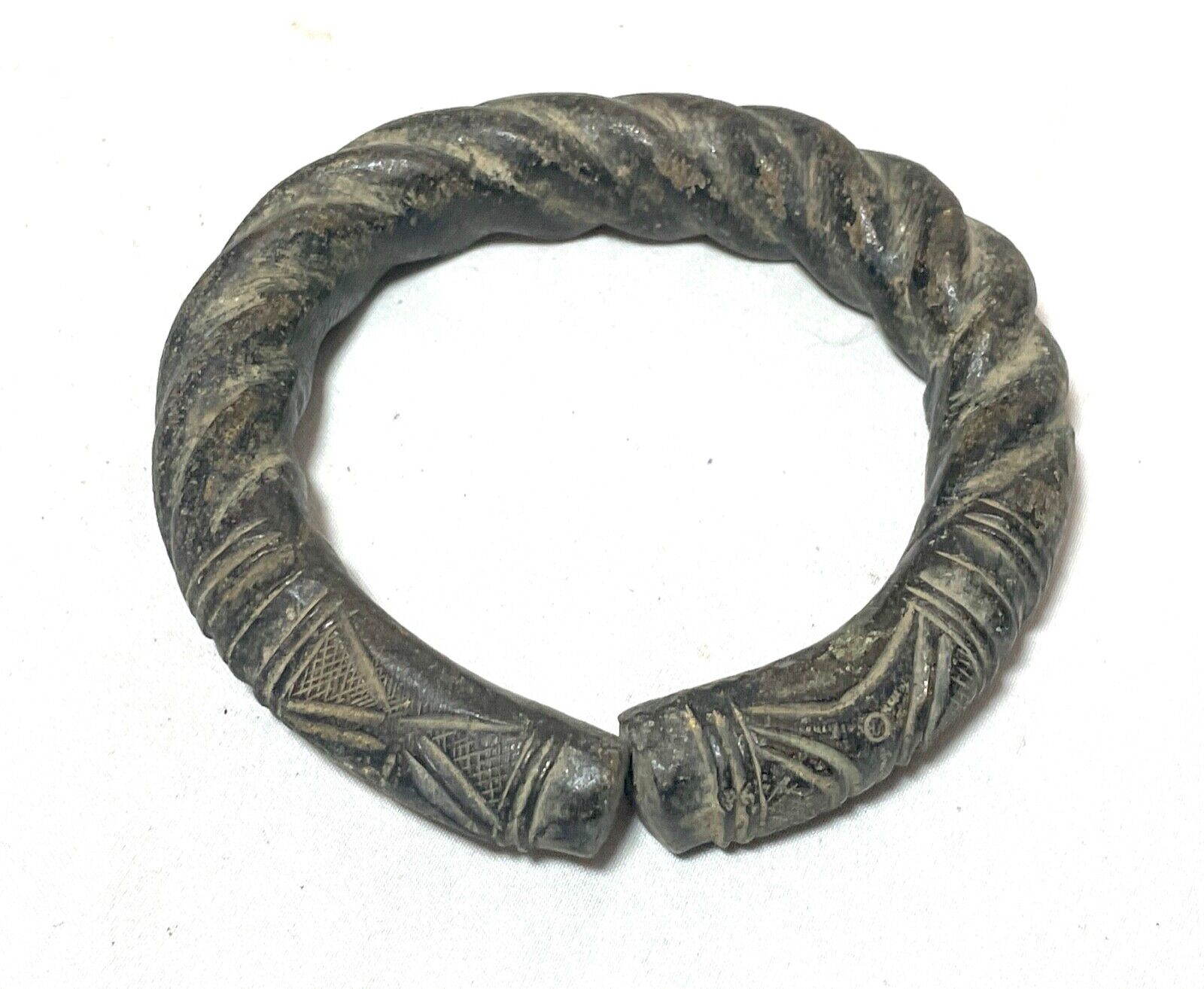 rare 1800's Antique African Niger Baoulé Dogon Bronze Manilla Currency Bracelet+