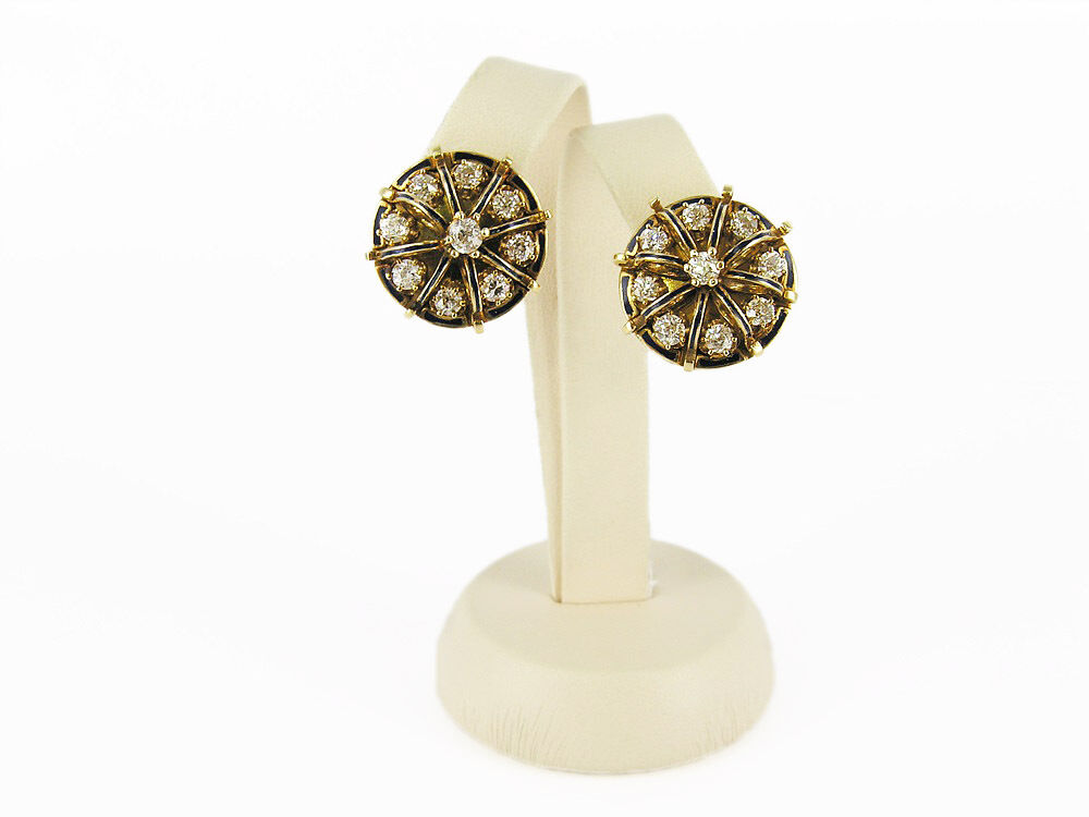 14kt Yellow Gold Early 1900's Diamond Earrings