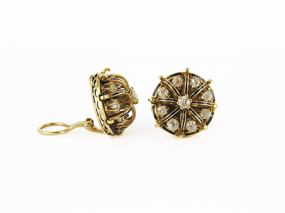 14kt Yellow Gold Early 1900's Diamond Earrings